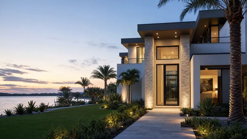 Eco-Guard 1500 pivot entry door on a modern South Florida home