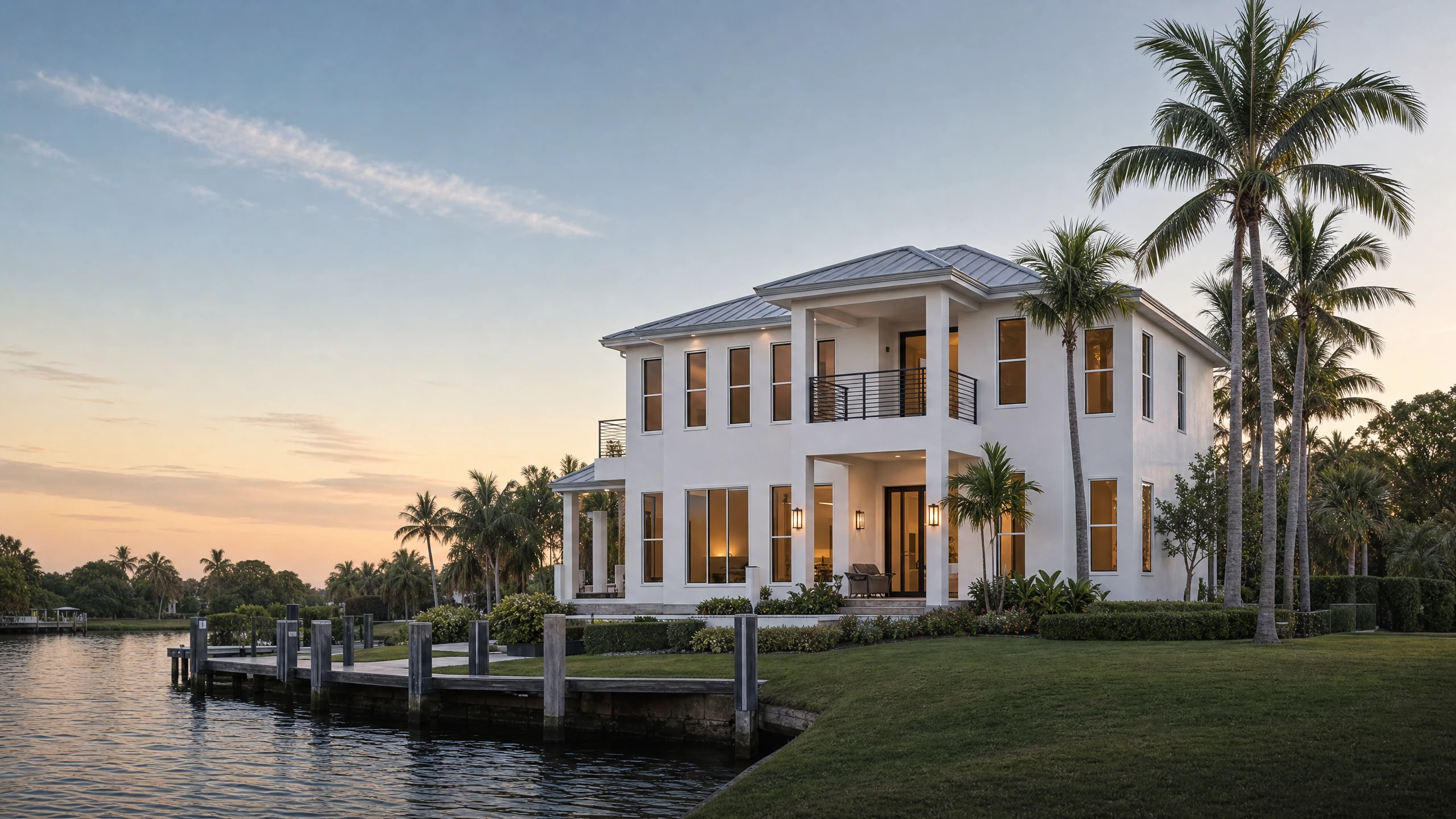 Eco-Guard 150 single hung windows on a two-story South Florida waterfront home