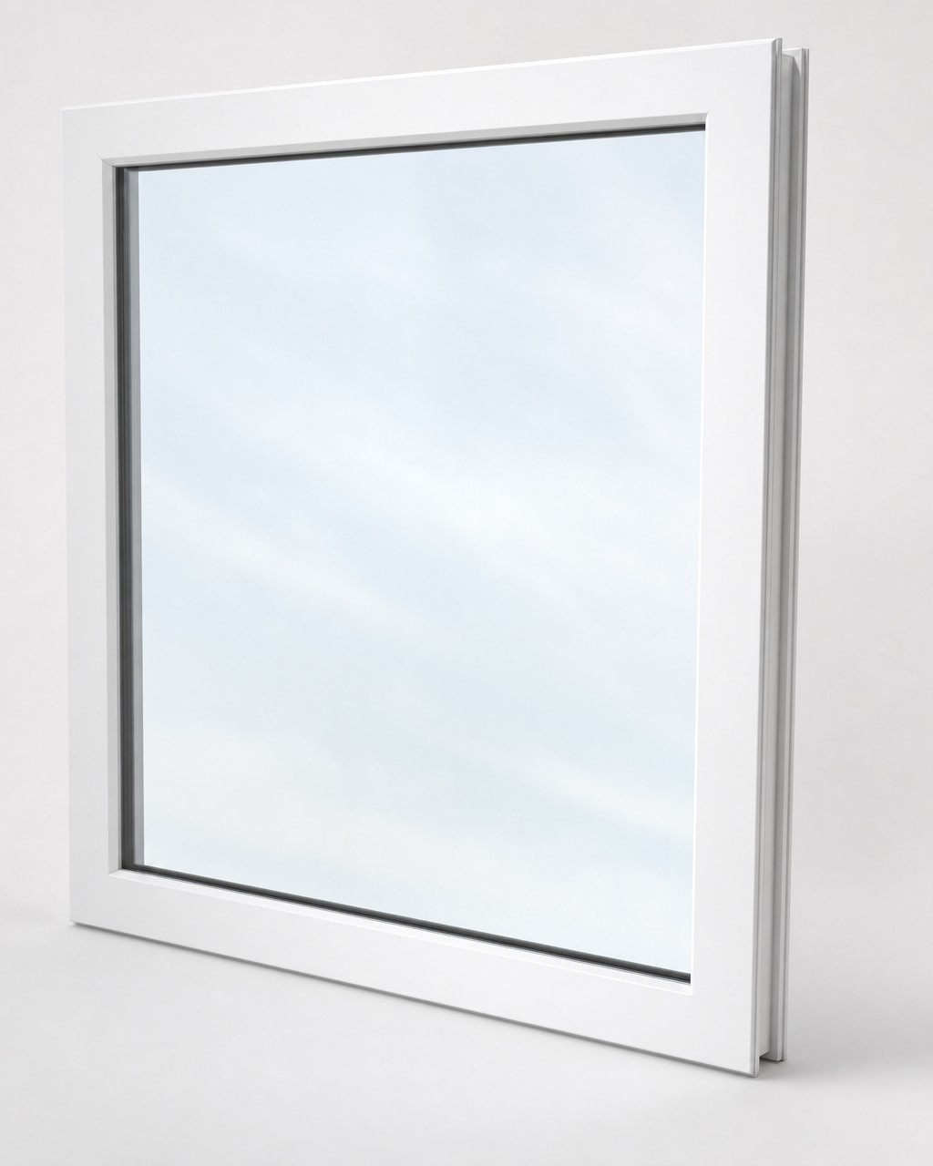 Eurocraft System 76 AM uPVC fixed picture window, white frame, isolated studio product render