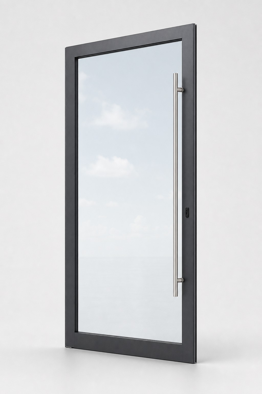 Mr-Glass MG-4000 pivot door — isolated catalog product render, slim aluminum frame